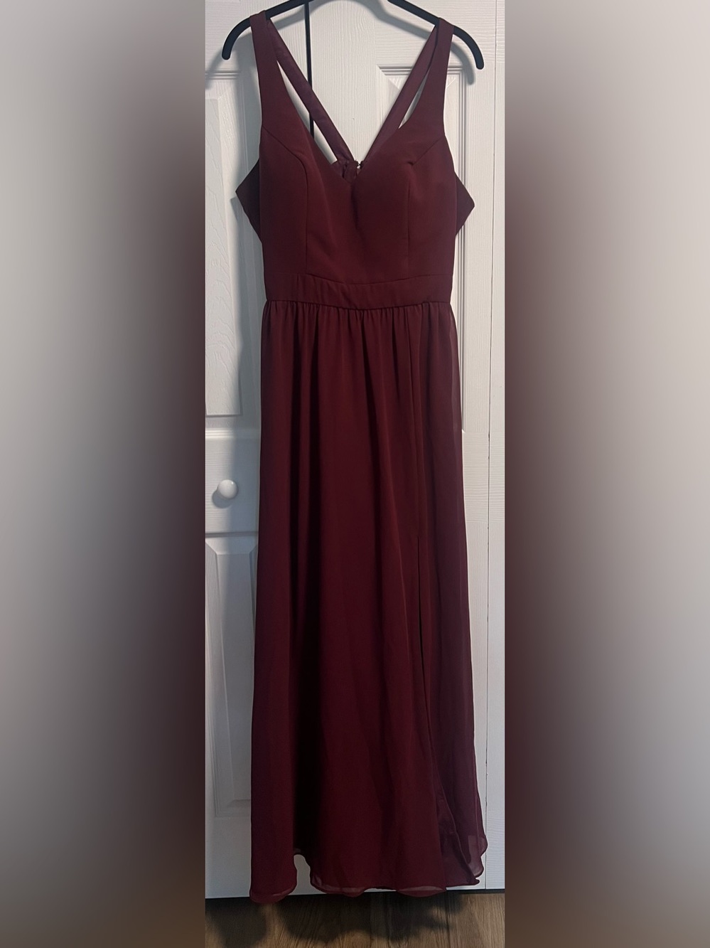 Kennedy Blue Floor Length Chiffon Dress in Bordeaux